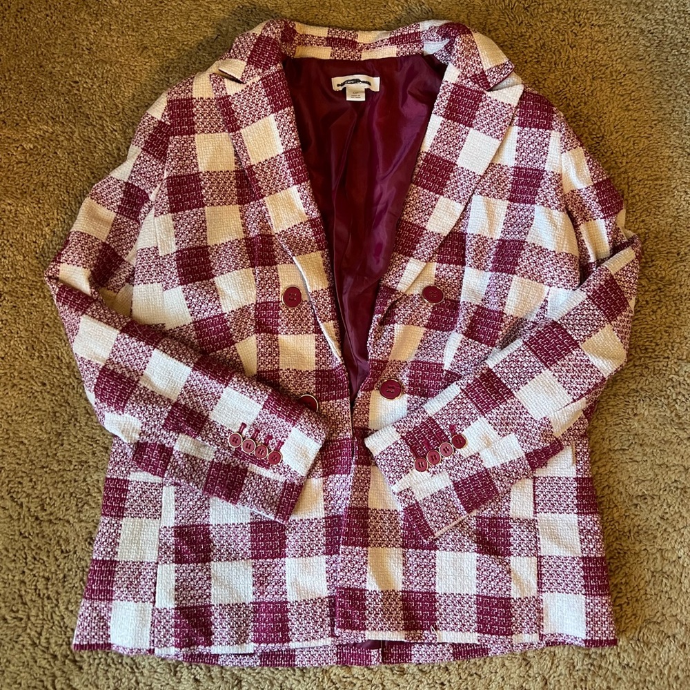 Plaid Double-Breasted Women's Coat